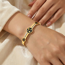 Gold Black Enamel Charm Bracelet