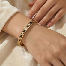 Gold Black & Crystal Bar Bracelet