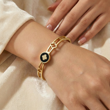 Gold Black Clover Statement Bracelet
