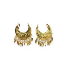 Gold Plated Chand Hair Pin with Pearls