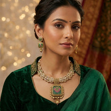 Traditional Antique Pendant Necklace Set with Designer Earrings