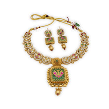 Traditional Antique Pendant Necklace Set with Designer Earrings