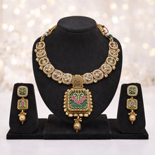 Traditional Antique Pendant Necklace Set with Designer Earrings
