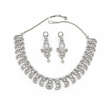 Elegant Silver Crystal Necklace Set with Designer Drop Earrings