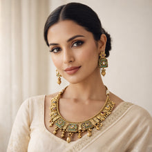 Antique Temple Design Necklace Set with Designer Earrings