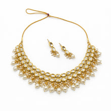 Elegant Kundan Pearl Bridal Necklace Set with Drop Earrings