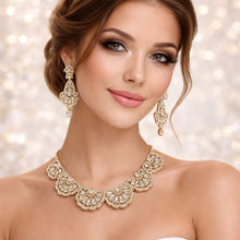 Luxury Gold Crystal Statement Necklace Set with Designer Earrings