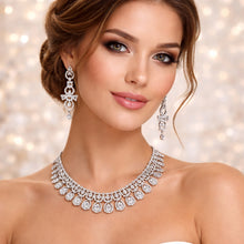 Elegant Silver Crystal Necklace Set with Designer Drop Earrings
