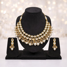 Elegant Kundan Pearl Bridal Necklace Set with Drop Earrings