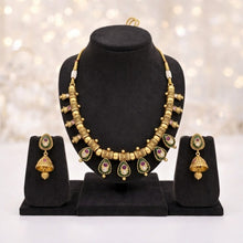 Traditional Antique Gold Necklace Set with Jhumka Earrings