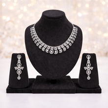 Elegant Silver Crystal Necklace Set with Designer Drop Earrings