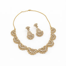 Luxury Gold Crystal Statement Necklace Set with Designer Earrings