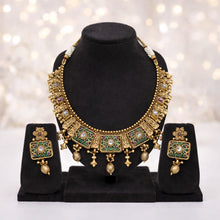 Antique Temple Design Necklace Set with Designer Earrings