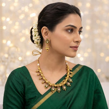 Traditional Antique Gold Necklace Set with Jhumka Earrings