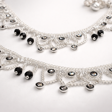 Midnight Elegance Silver Anklet Pair