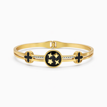 Gold Black Enamel Charm Bracelet