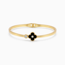 Gold Black Floral Crystal Bracelet