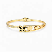 Gold Butterfly & Heart Charm Bracelet