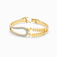 Gold Leaf & Crystal Curve Bracelet