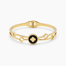 Gold Black Clover Statement Bracelet