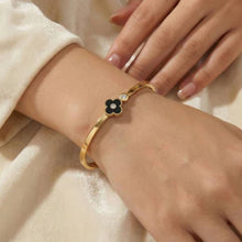 Gold Black Floral Crystal Bracelet