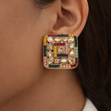 Royal Mosaic Multicolour Square Stud Earrings